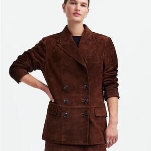 Alexa Chung for Madewell Double-Breasted Blazer in Suede